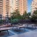 Courtyard with ping pong tables and hammocks