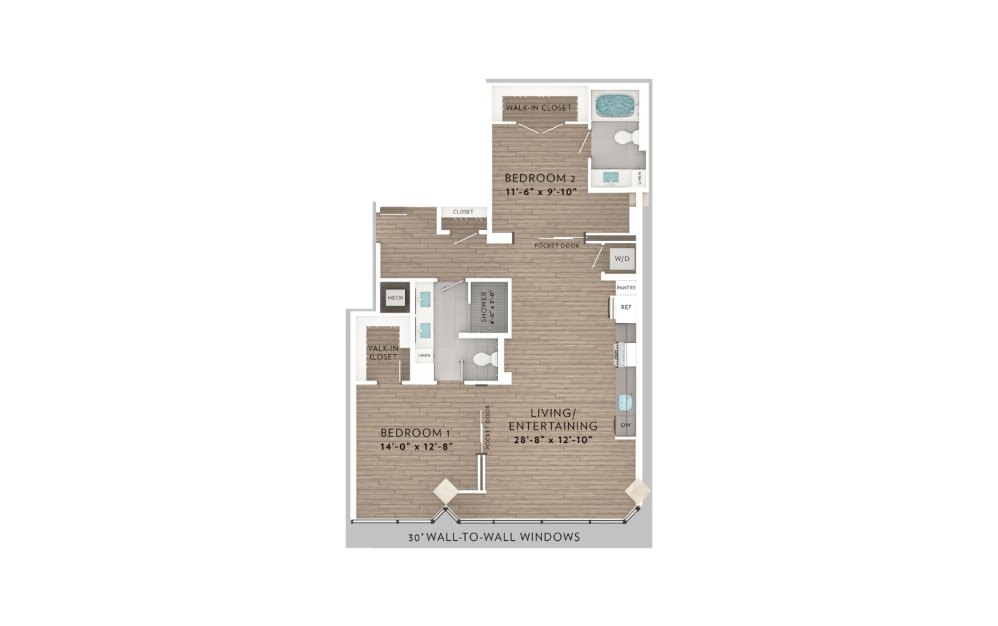 12A 2 bed 2 bath floorplan